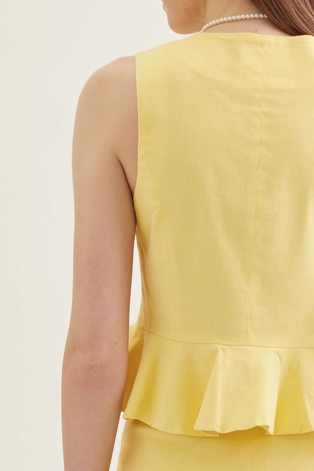 Anne Peplum Hem Vest, Yellow sold by North & Main Clothing Company product image thumbnail 5
