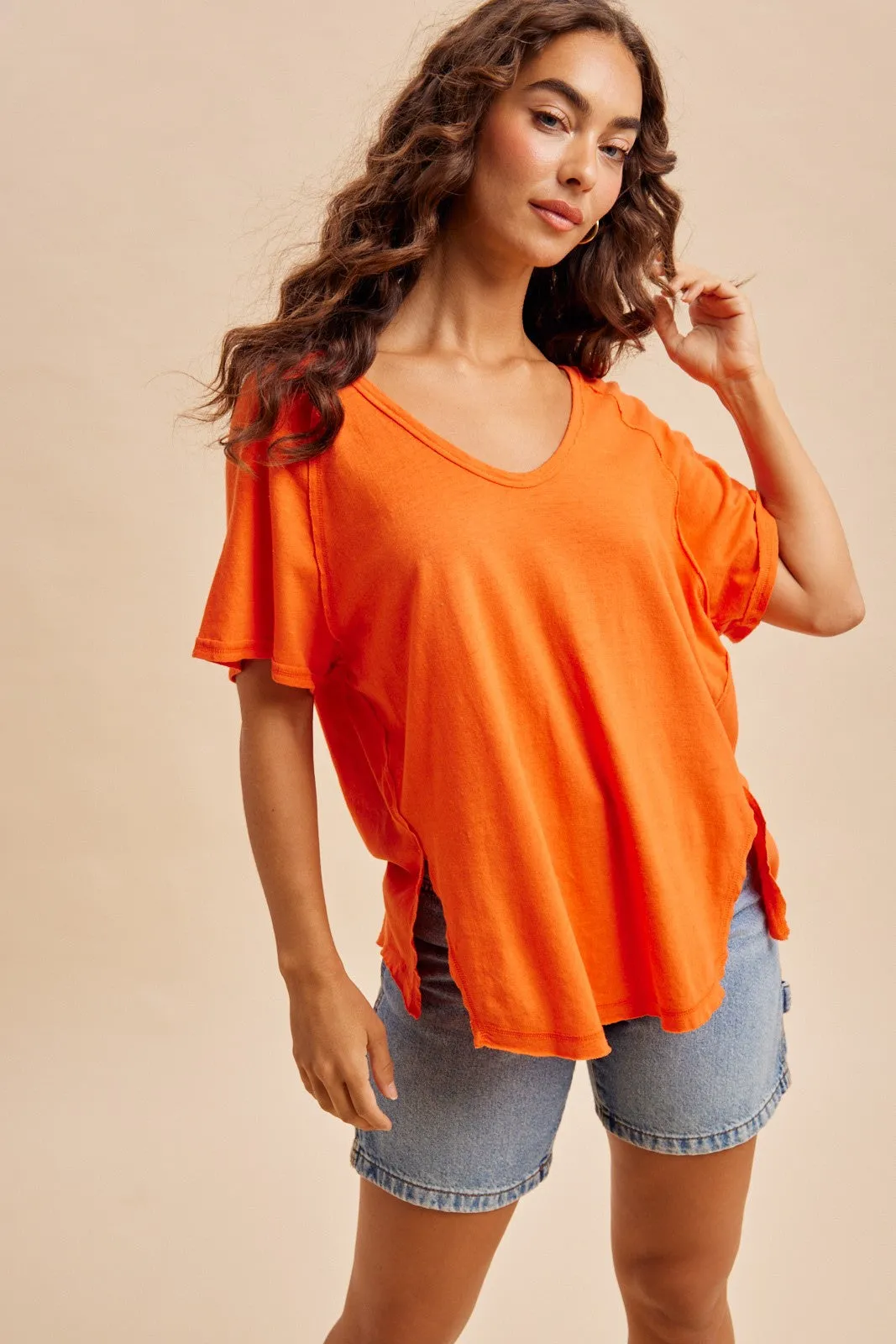 Madison Open Back Tee, Tangelo sold by North & Main Clothing Company