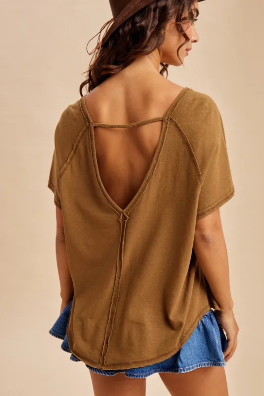 Madison Open Back Tee, Olive made by Inloom
