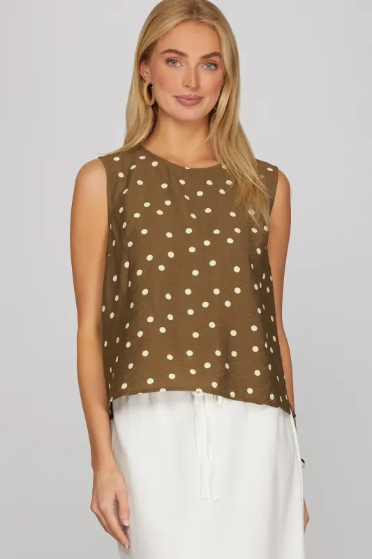 Evelynn Polka Dot Top, Brown made by She and Sky