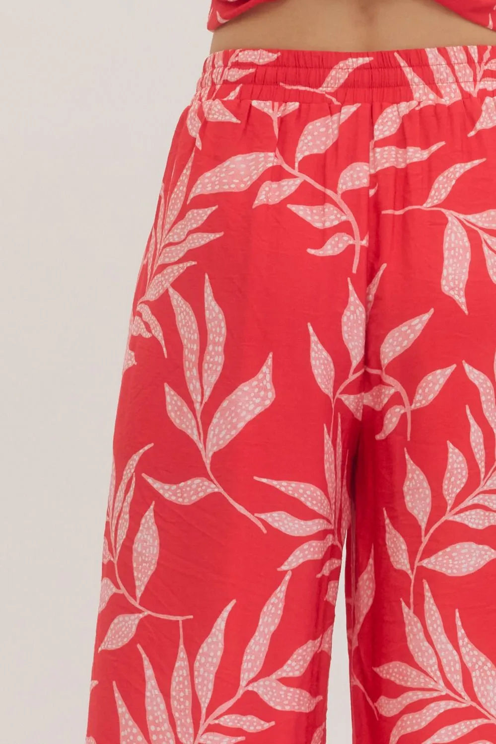 Ella Leaf Print Pants, Red sold by North & Main Clothing Company product image thumbnail 3