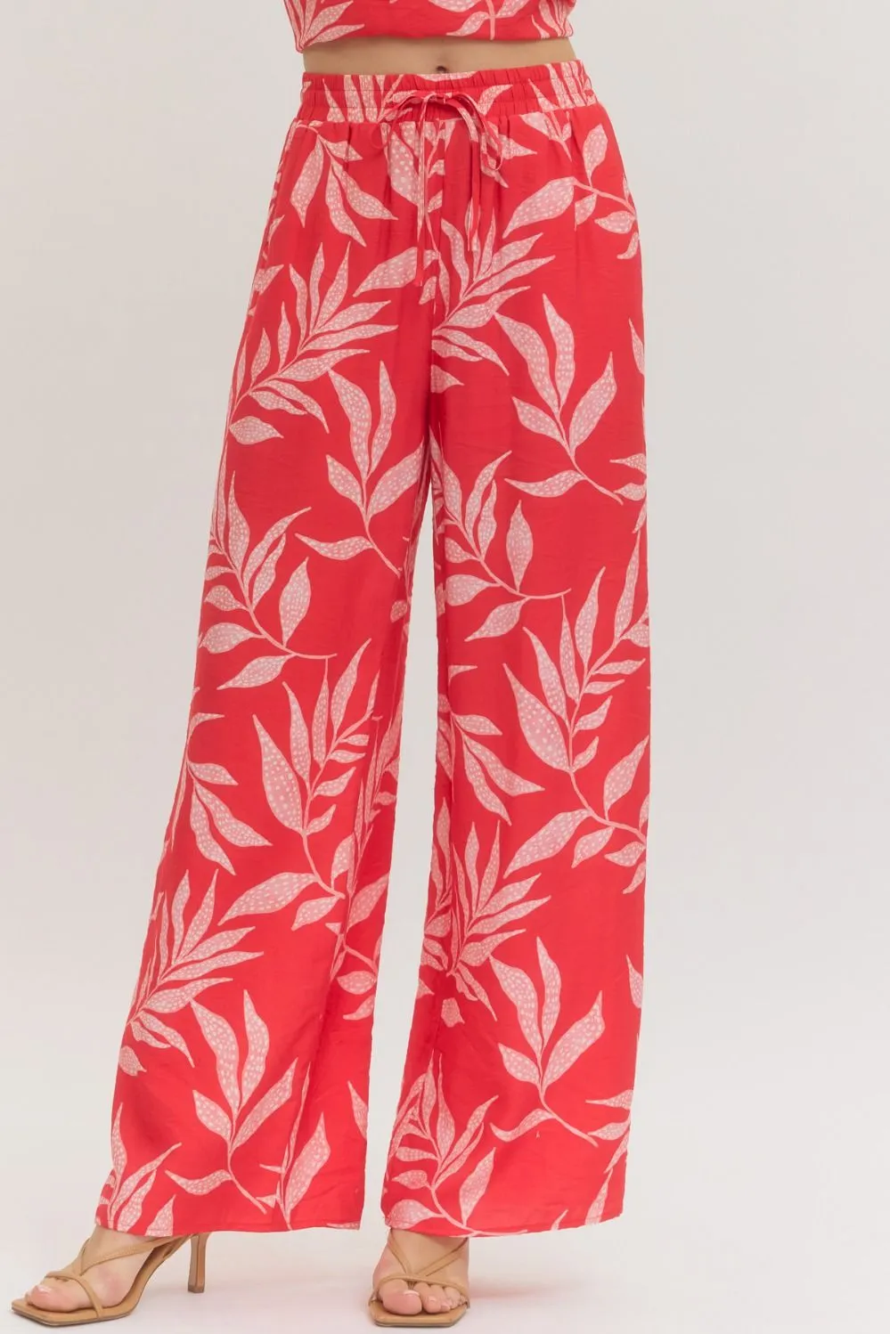 Ella Leaf Print Pants, Red sold by North & Main Clothing Company product image thumbnail 4