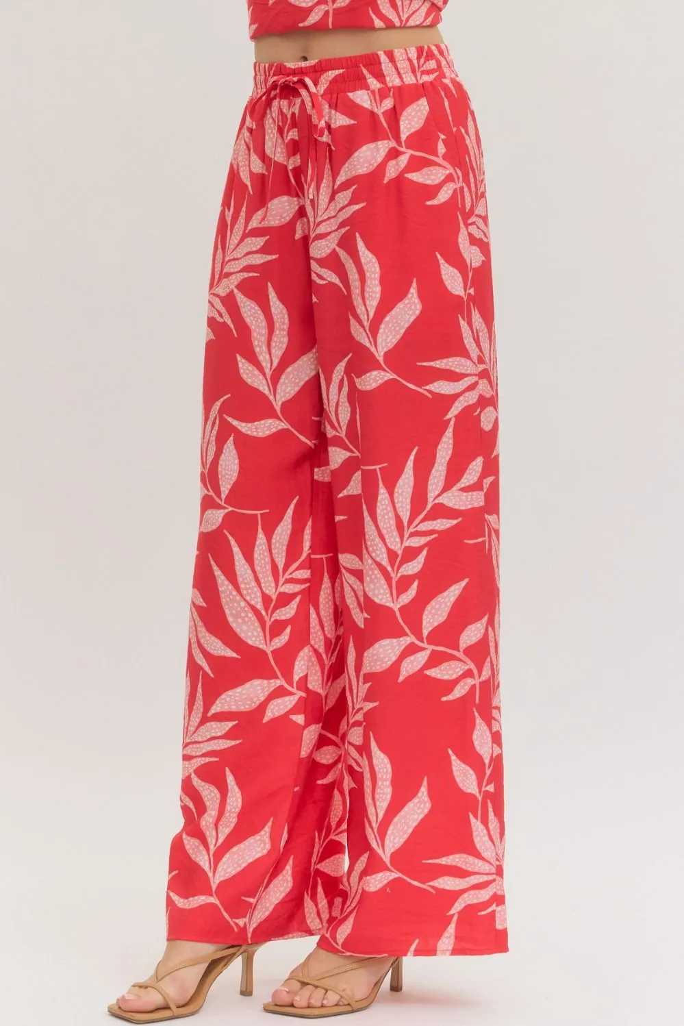 Ella Leaf Print Pants, Red sold by North & Main Clothing Company product image thumbnail 5