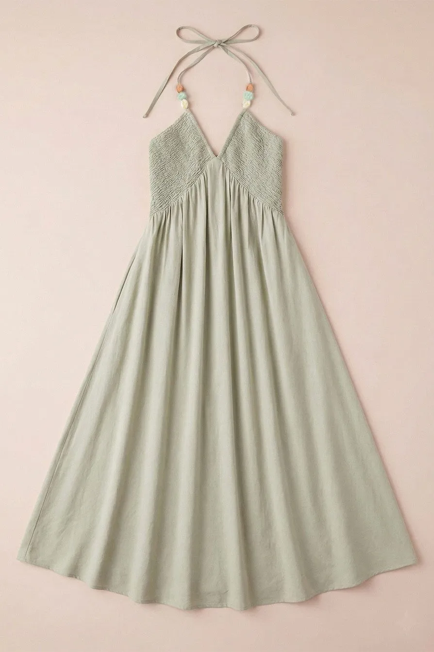 Madilynn Beaded Halter Maxi Dress, Dusty Sage sold by North & Main Clothing Company product image thumbnail 3