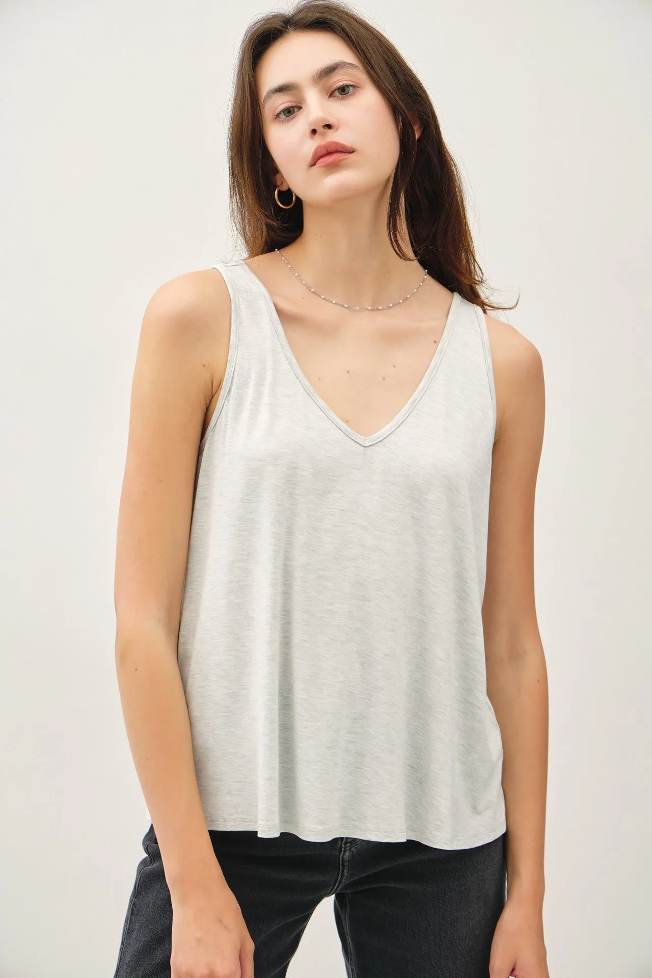 Clara Basic Bamboo Tank, Heather Grey sold by North & Main Clothing Company