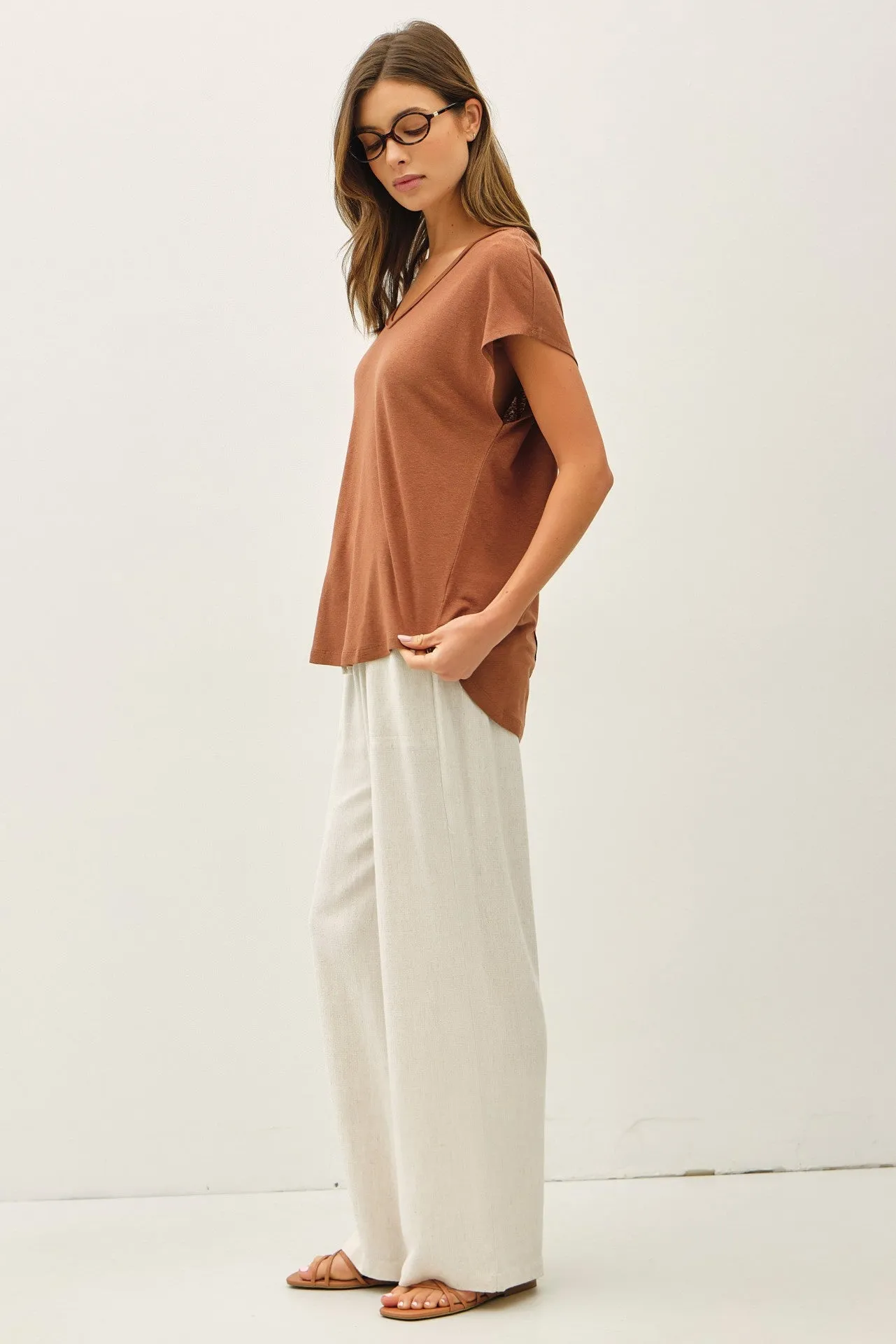 Adalee V-Neck Tee, Clay sold by North & Main Clothing Company product image thumbnail 3