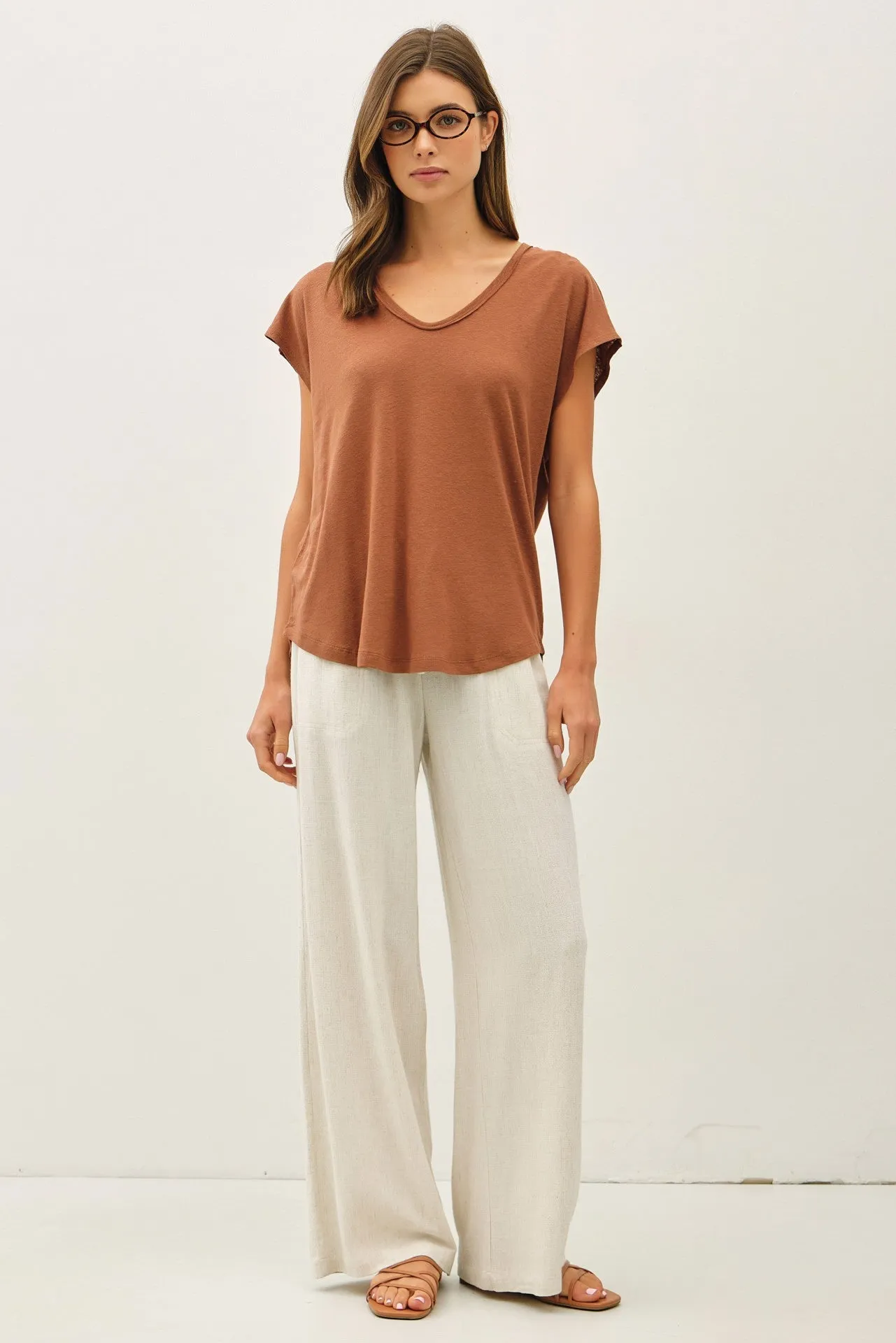 Adalee V-Neck Tee, Clay sold by North & Main Clothing Company product image thumbnail 2