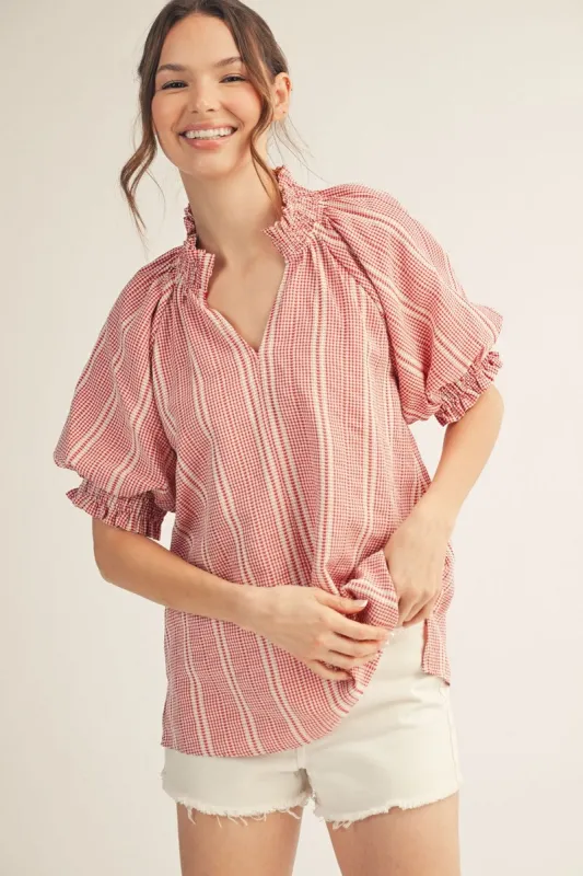 Stevie Ruffled Blouse, Red made by JODIFL