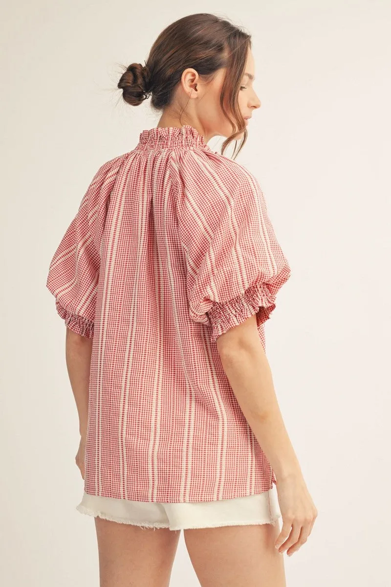 Stevie Ruffled Blouse, Red sold by North & Main Clothing Company product image thumbnail 2