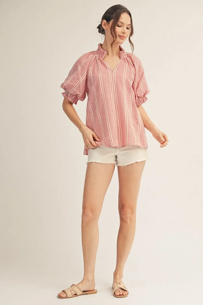 Stevie Ruffled Blouse, Red sold by North & Main Clothing Company product image thumbnail 3