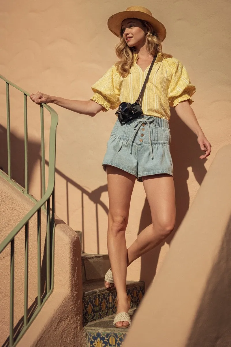 Stevie Ruffled Blouse, Yellow sold by North & Main Clothing Company product image thumbnail 2