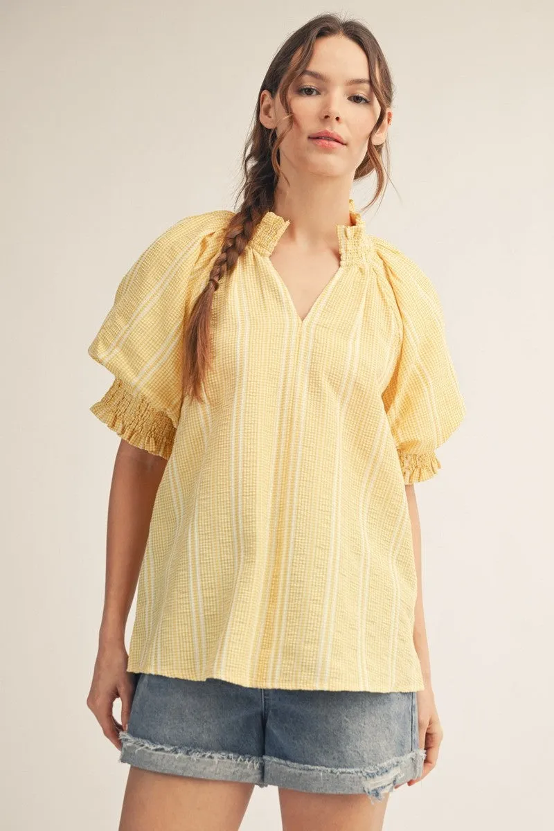 Stevie Ruffled Blouse, Yellow sold by North & Main Clothing Company product image thumbnail 4