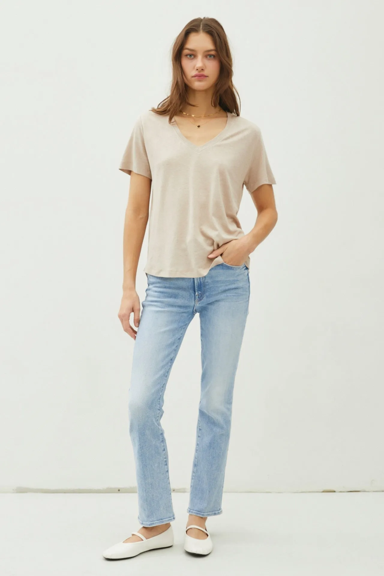 Maggie Linen Tee, Khaki sold by North & Main Clothing Company product image thumbnail 2