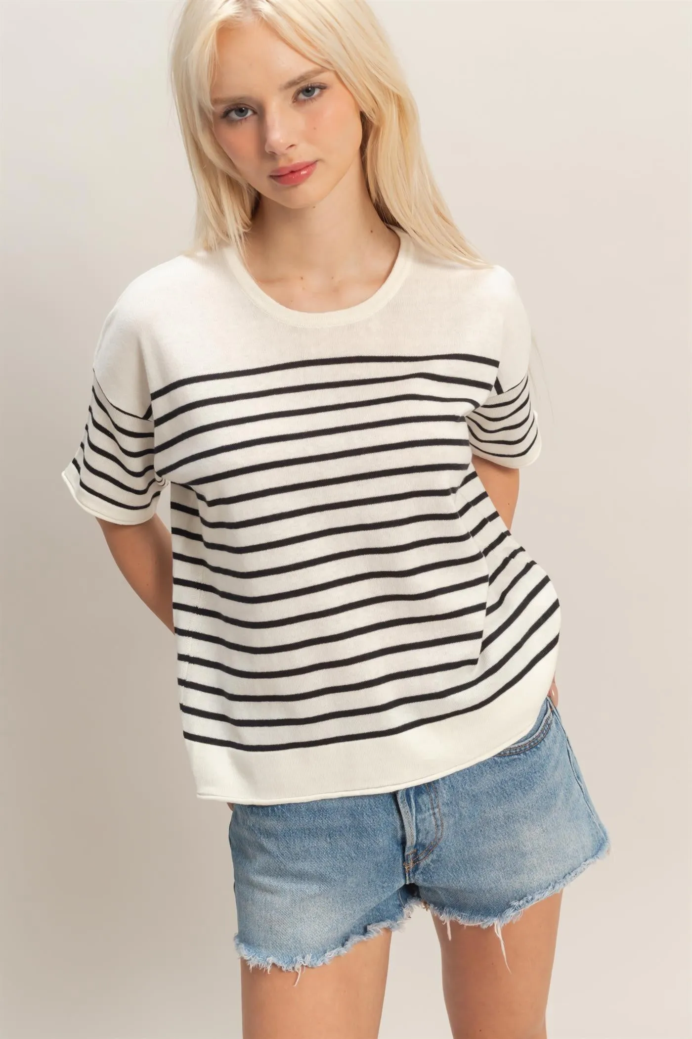 Precilla Striped Knit Top, Black sold by North & Main Clothing Company product image thumbnail 4