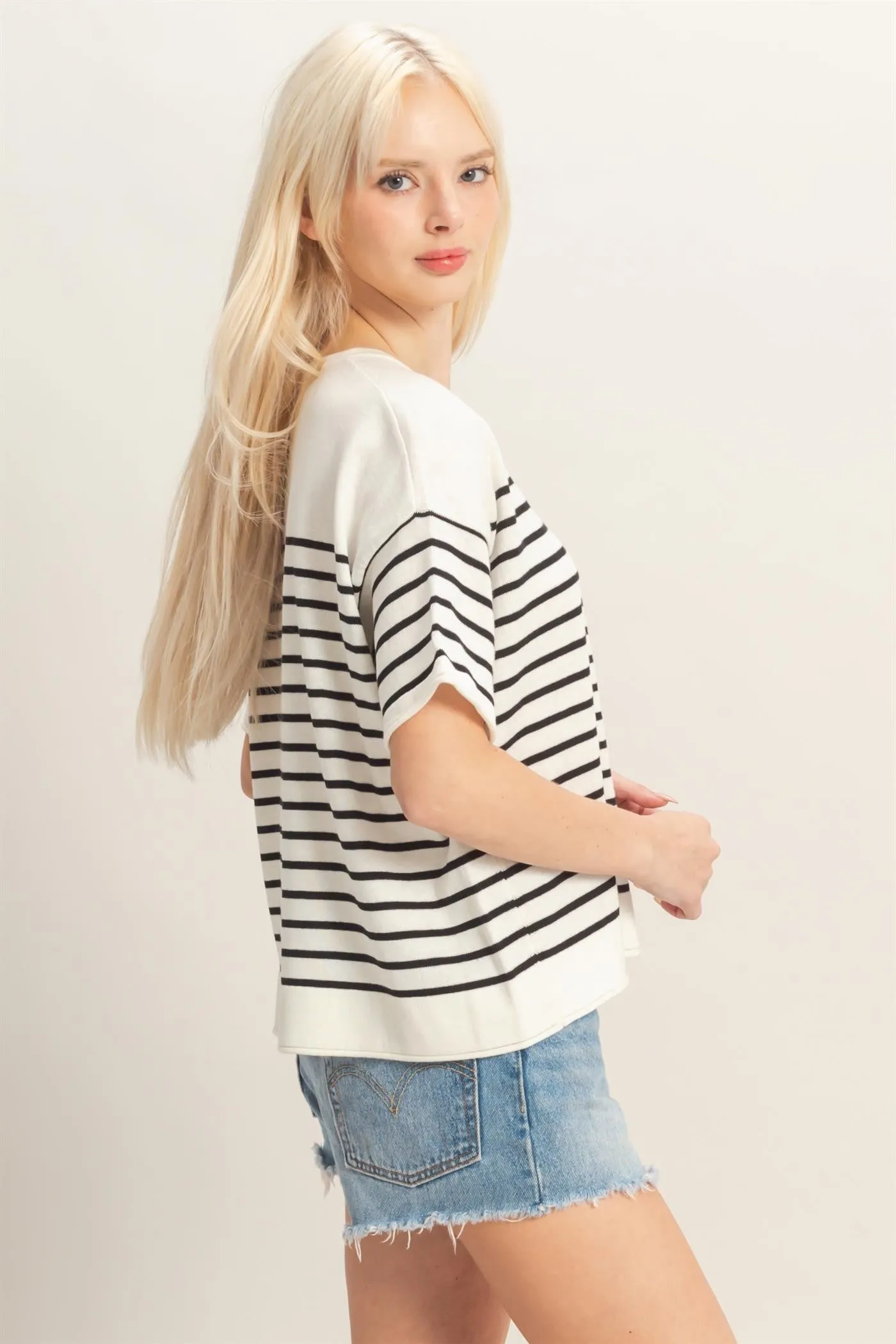 Precilla Striped Knit Top, Black sold by North & Main Clothing Company product image thumbnail 2