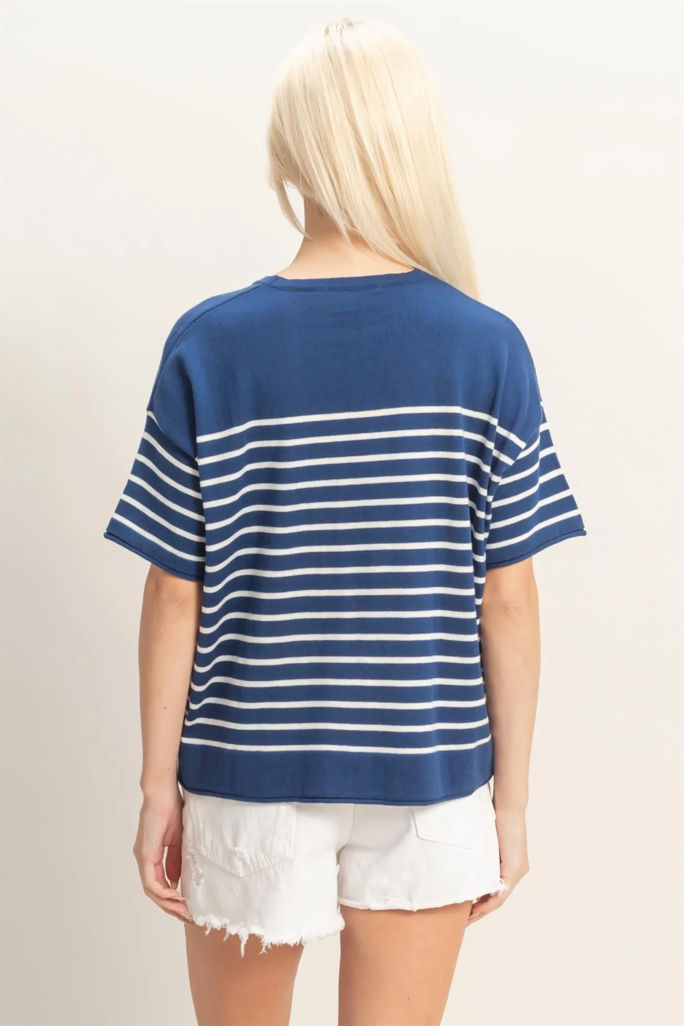 Precilla Striped Knit Top, Navy sold by North & Main Clothing Company product image thumbnail 3