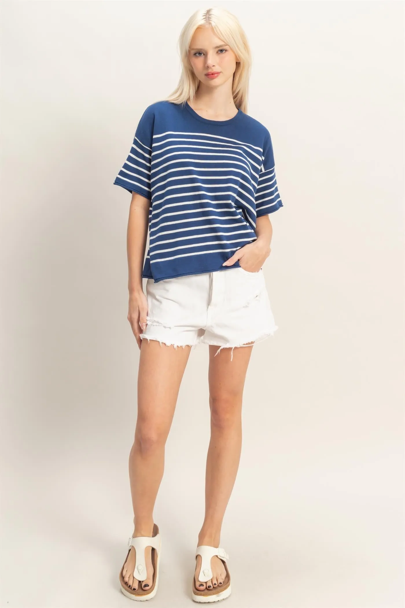 Precilla Striped Knit Top, Navy sold by North & Main Clothing Company product image thumbnail 4