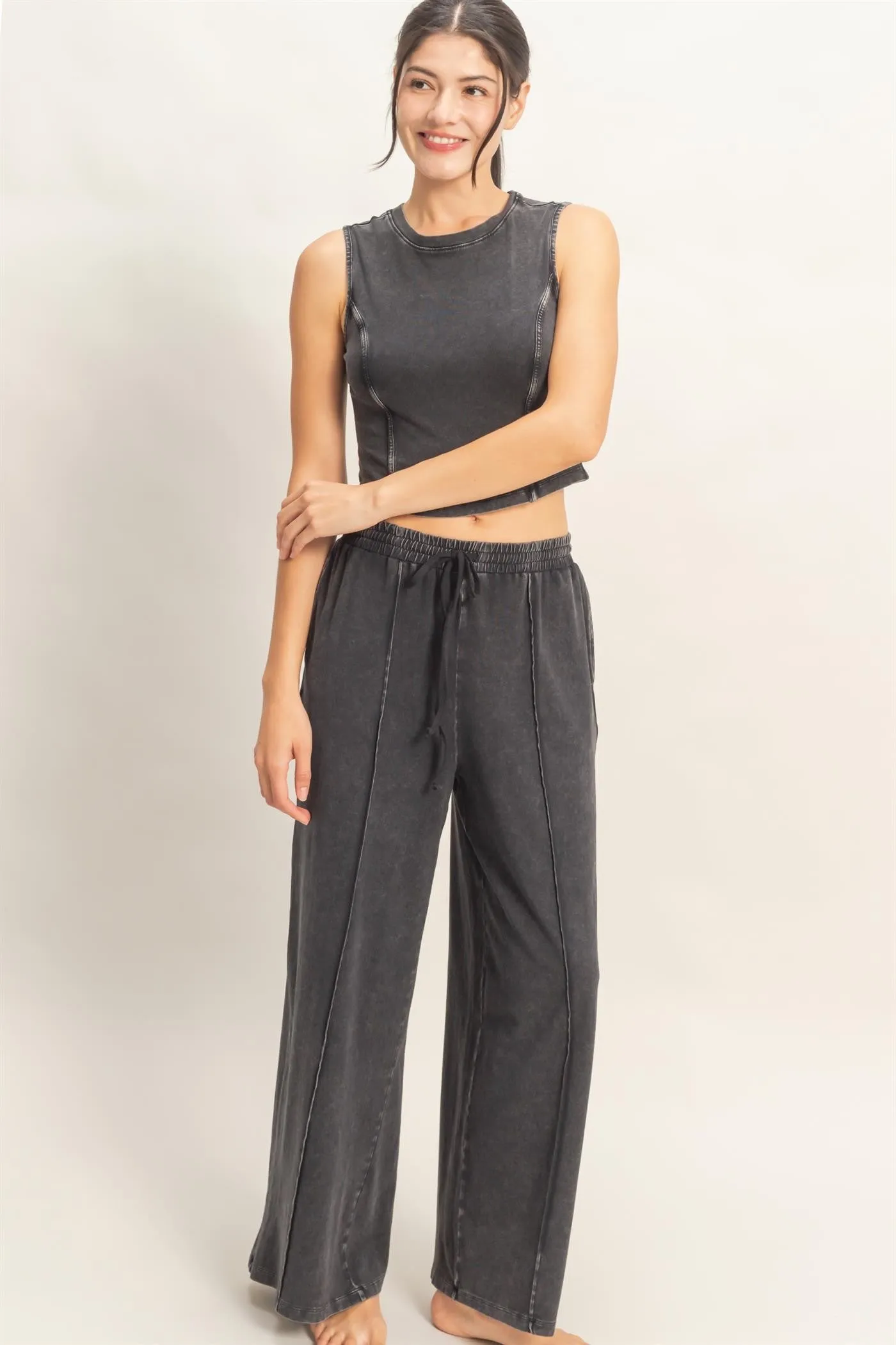 Leah Mineral Washed Top, Black sold by North & Main Clothing Company product image thumbnail 5