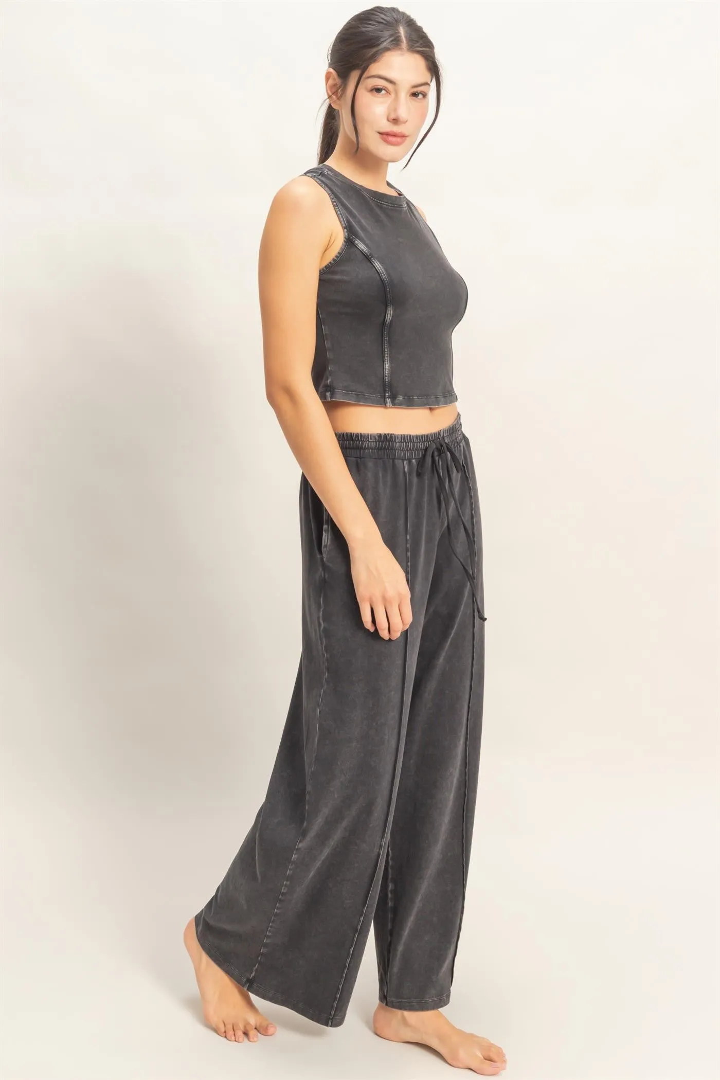 Leah Mineral Washed Top, Black sold by North & Main Clothing Company product image thumbnail 3