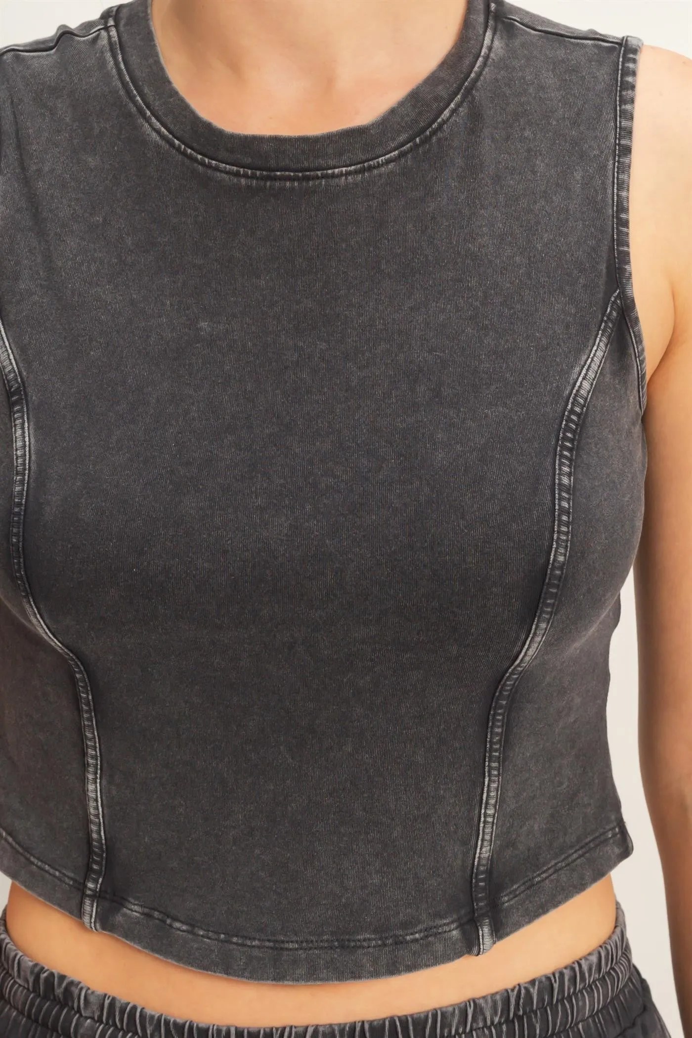 Leah Mineral Washed Top, Black sold by North & Main Clothing Company product image thumbnail 2