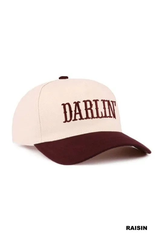 Darlin' Embroidered Two-Toned Cotton Cap, Raisin sold by North & Main Clothing Company