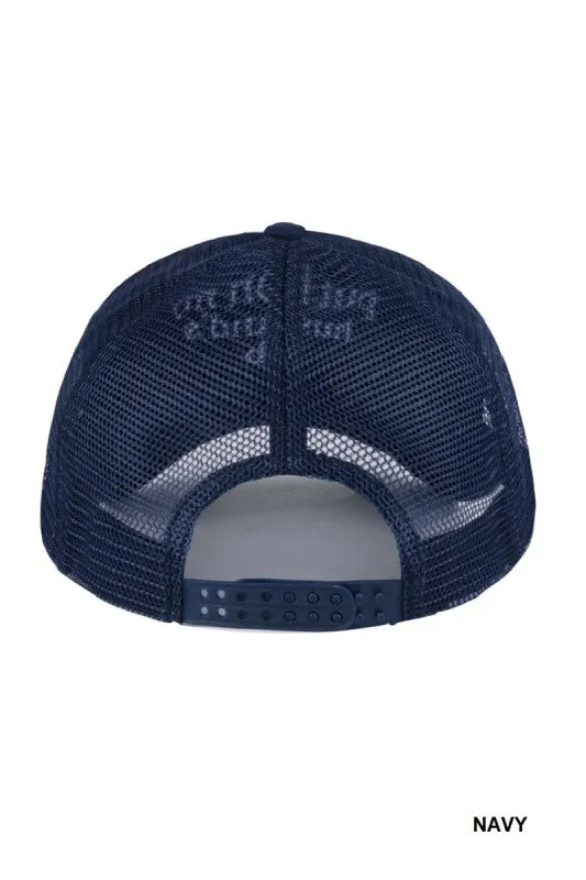 Jesus Saves I Spend Mesh Trucker Hat, Navy sold by North & Main Clothing Company product image thumbnail 3