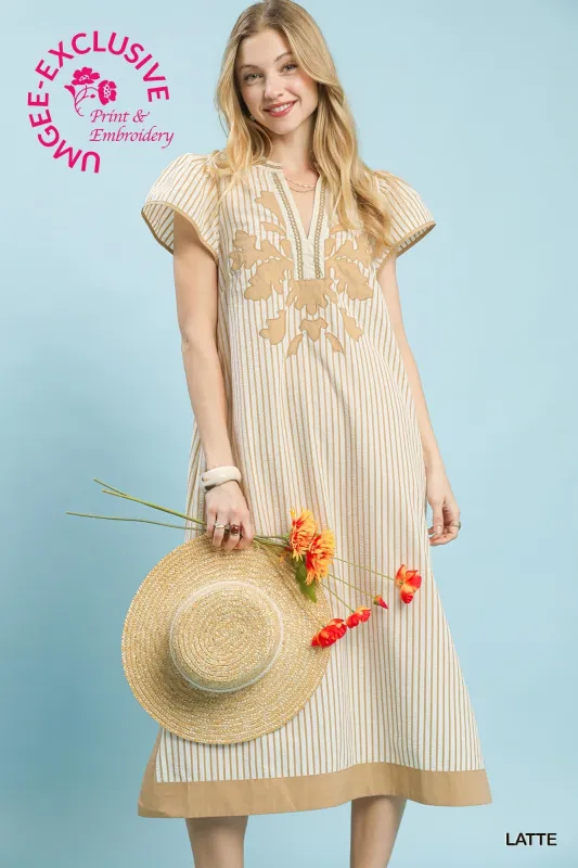 Lila Striped Midi Dress, Latte made by Umgee