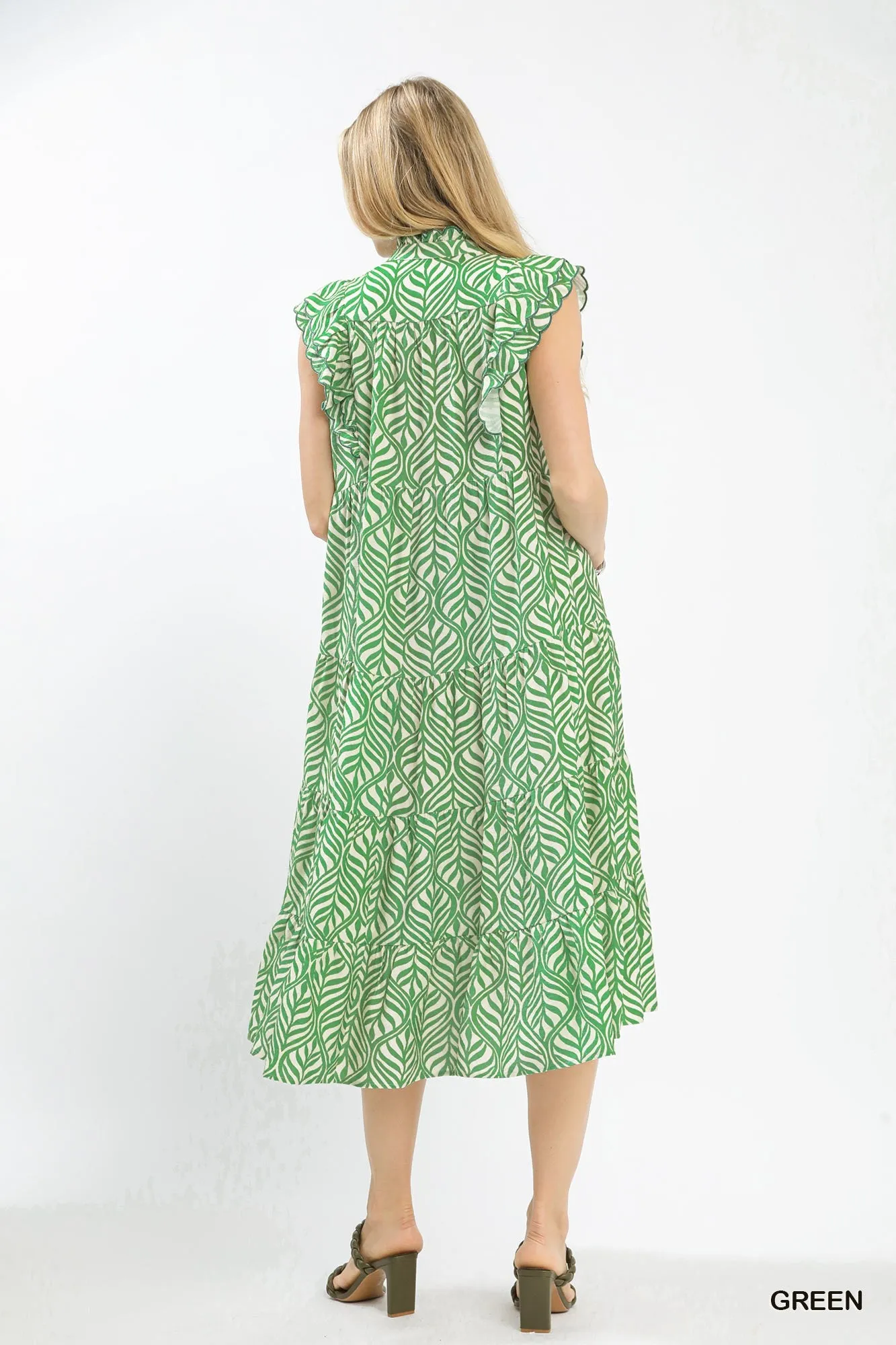 Tiered Midi Dress, Green sold by North & Main Clothing Company product image thumbnail 3