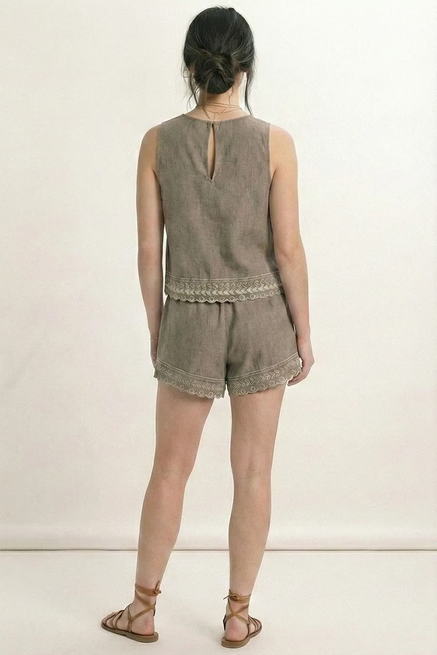 Ava Embroidered Shorts, Mocha sold by North & Main Clothing Company product image thumbnail 2