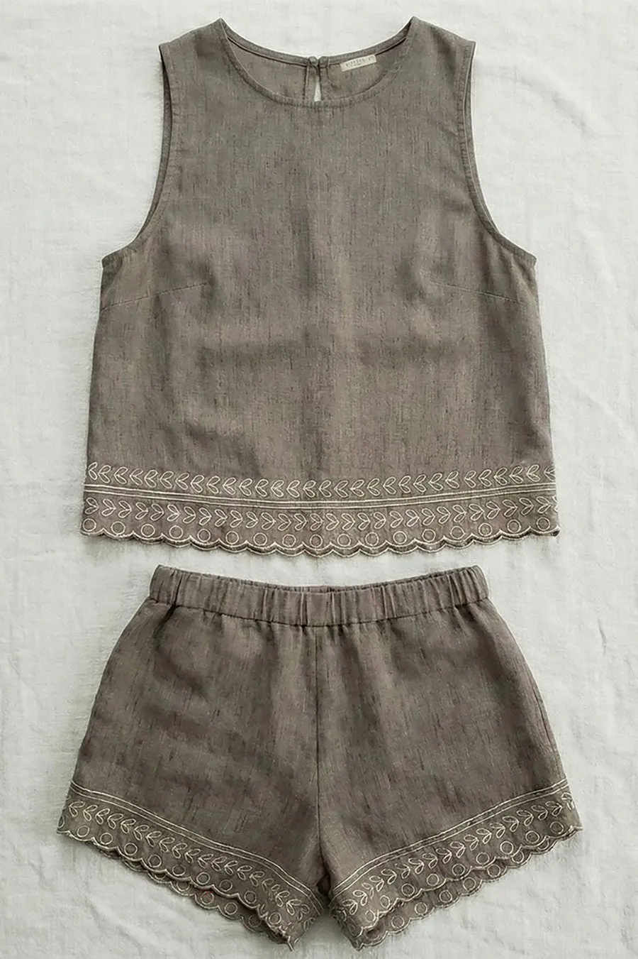 Ava Embroidered Shorts, Mocha sold by North & Main Clothing Company product image thumbnail 3