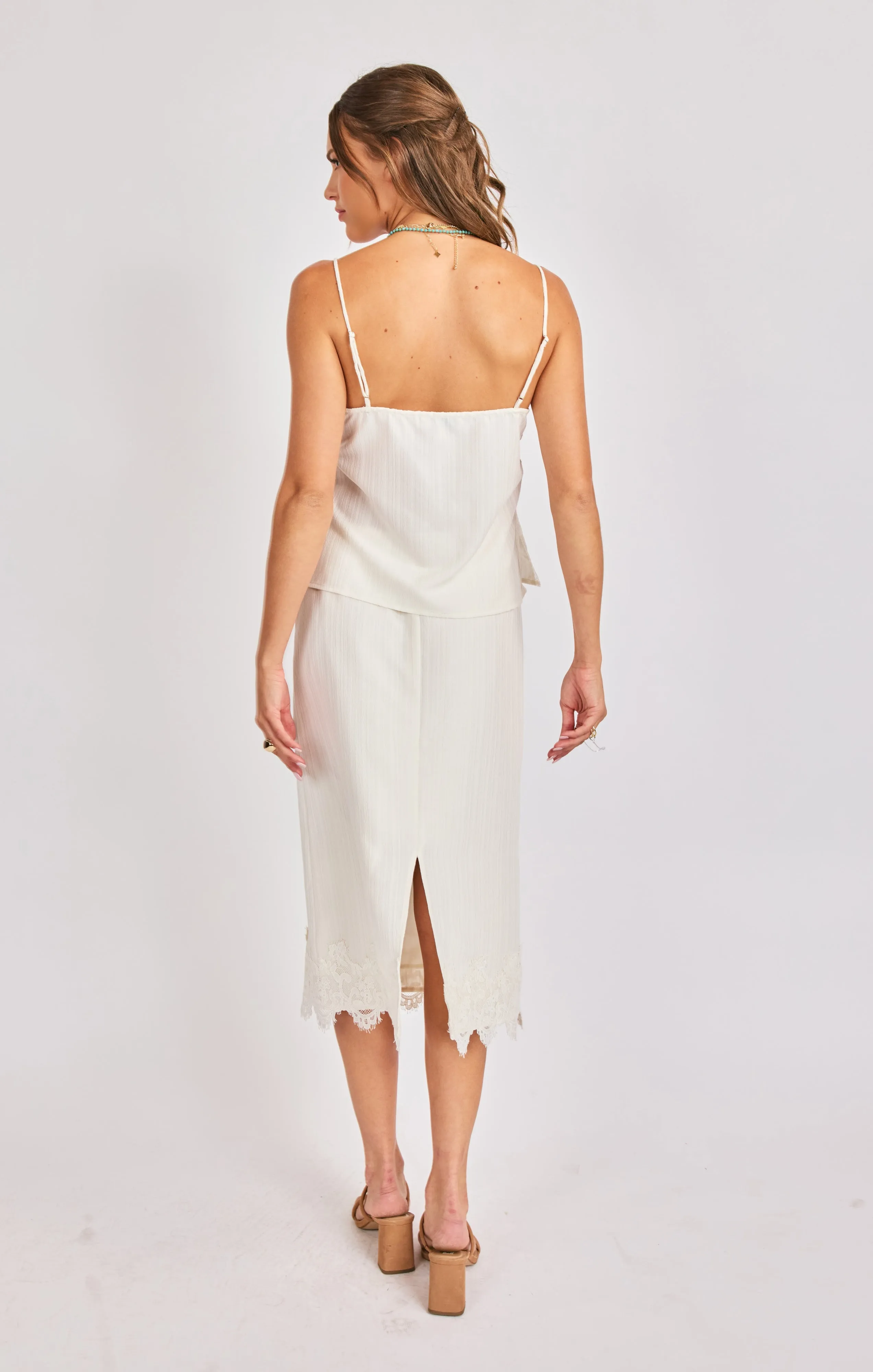 Fawn Laced Midi Skirt, Cream | Sadie & Sage sold by North & Main Clothing Company product image thumbnail 5