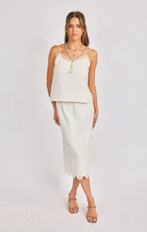 Fawn Laced Midi Skirt, Cream | Sadie & Sage made by Sadie & Sage
