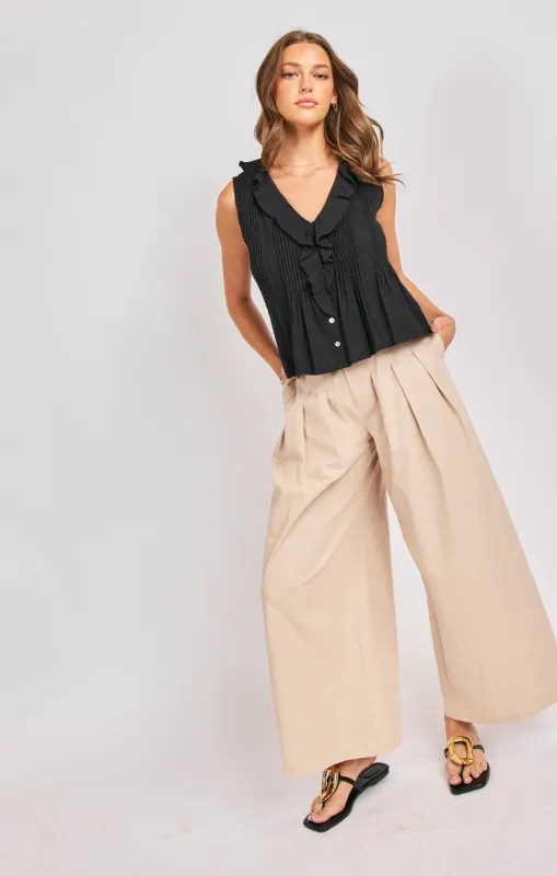 Terra Pintuck Sleeveless Top, Black | Sadie & Sage made by Sadie & Sage