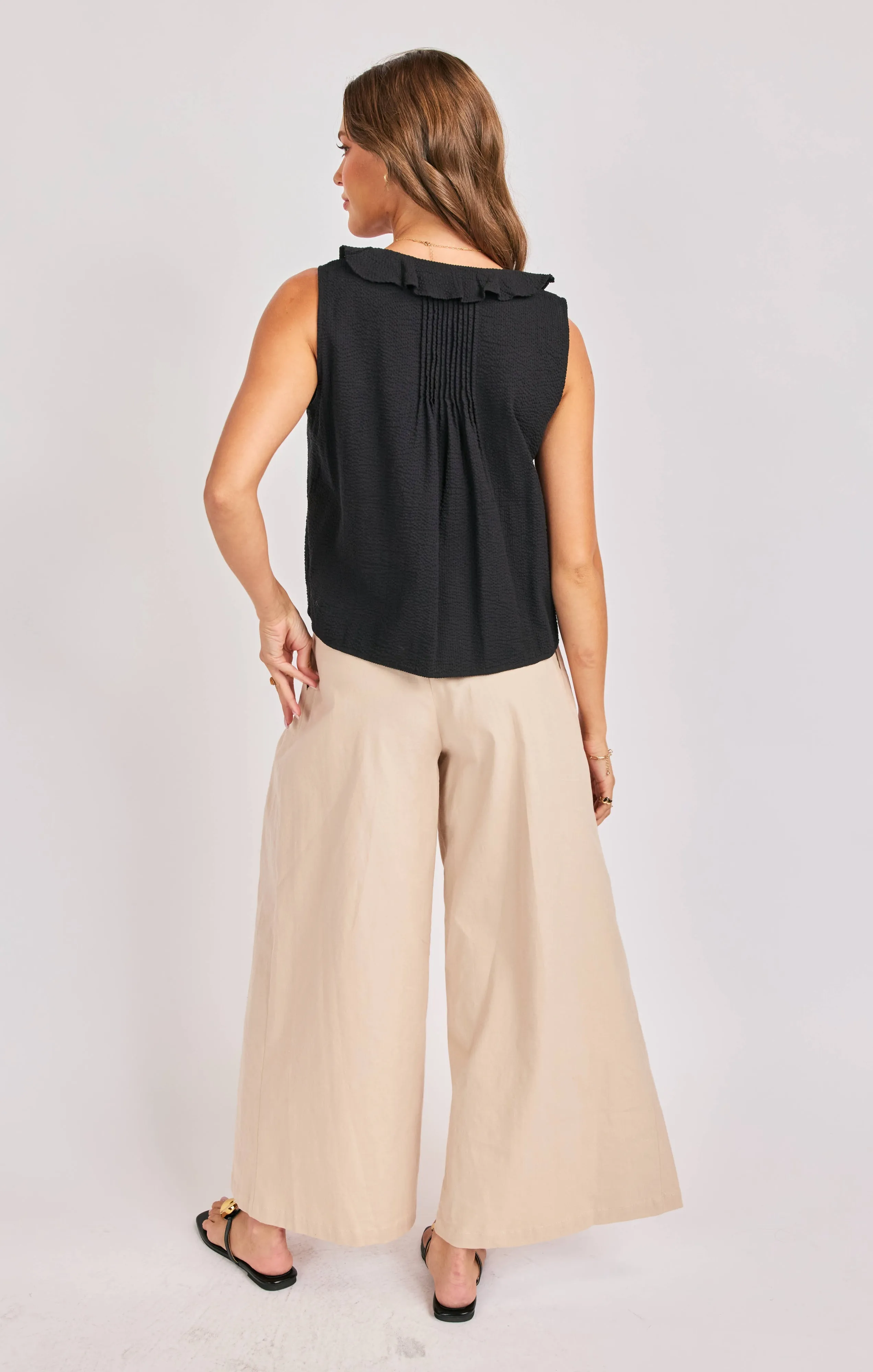 Terra Pintuck Sleeveless Top, Black | Sadie & Sage sold by North & Main Clothing Company product image thumbnail 4