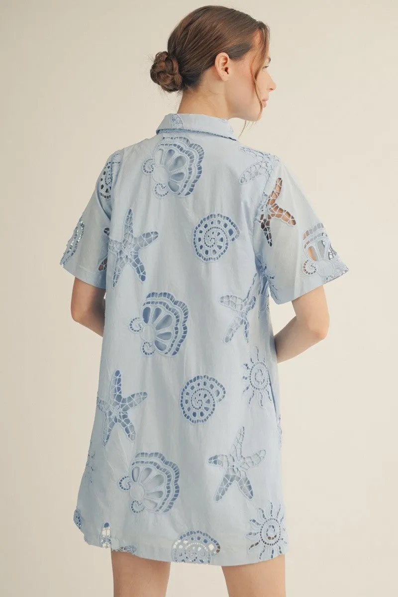 Hazel Summer Eyelet Mini Dress, Blue sold by North & Main Clothing Company product image thumbnail 5