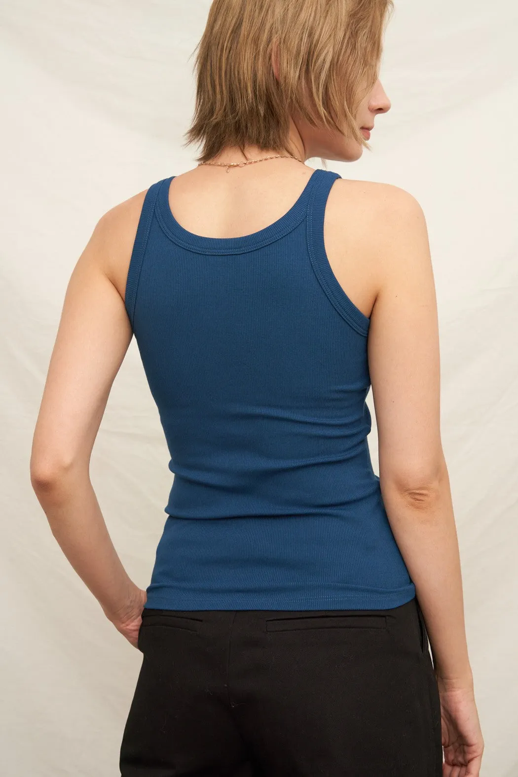 Alani Soft Ribbed Padded Tank, Navy sold by North & Main Clothing Company product image thumbnail 5