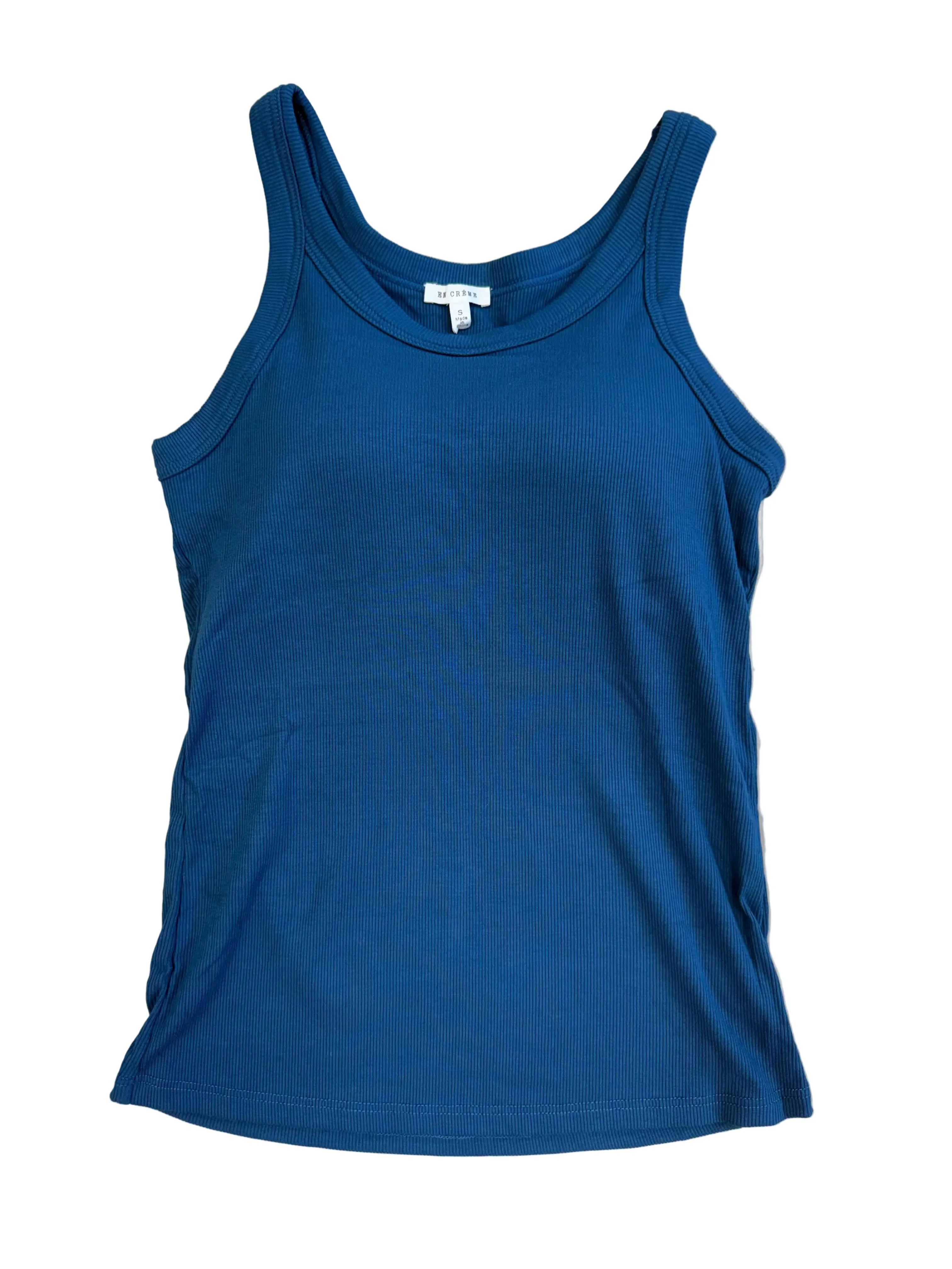 Alani Soft Ribbed Padded Tank, Navy sold by North & Main Clothing Company