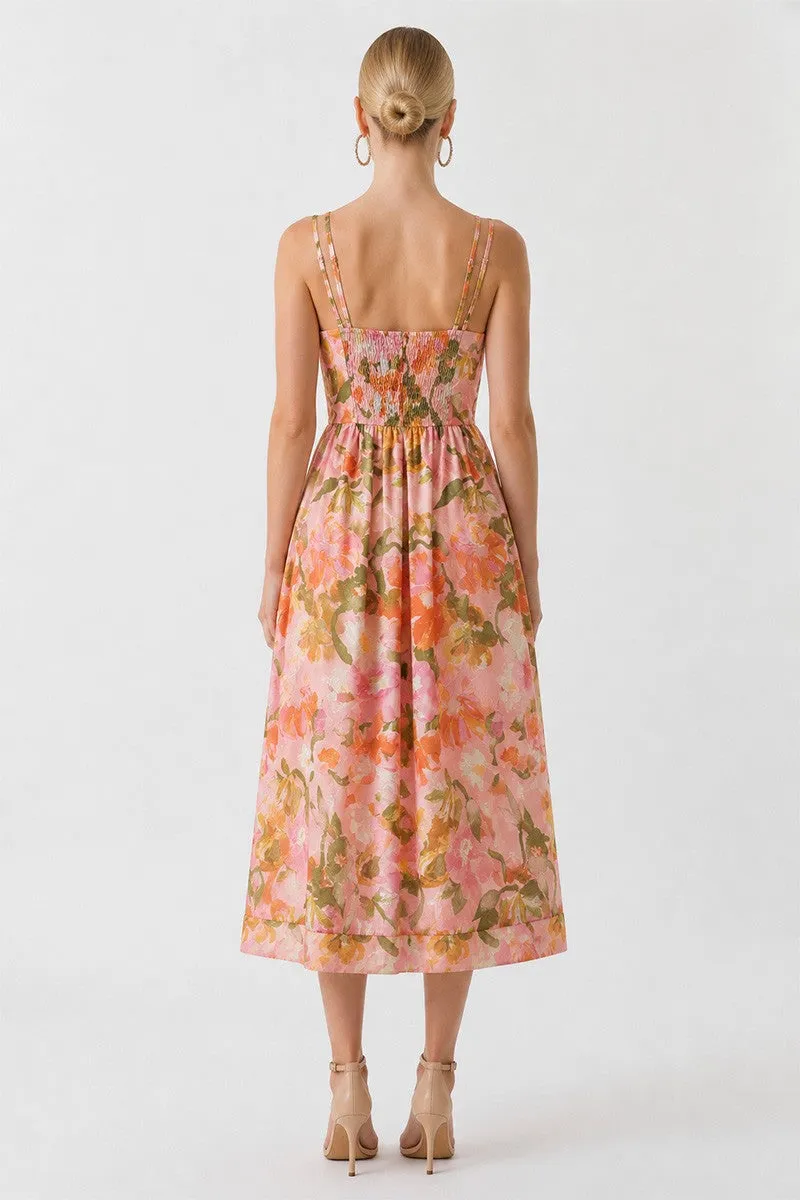 Everest Floral Midi Dress, Peach Multi sold by North & Main Clothing Company product image thumbnail 4