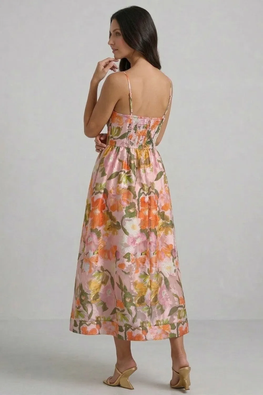 Everest Floral Midi Dress, Peach Multi sold by North & Main Clothing Company product image thumbnail 2