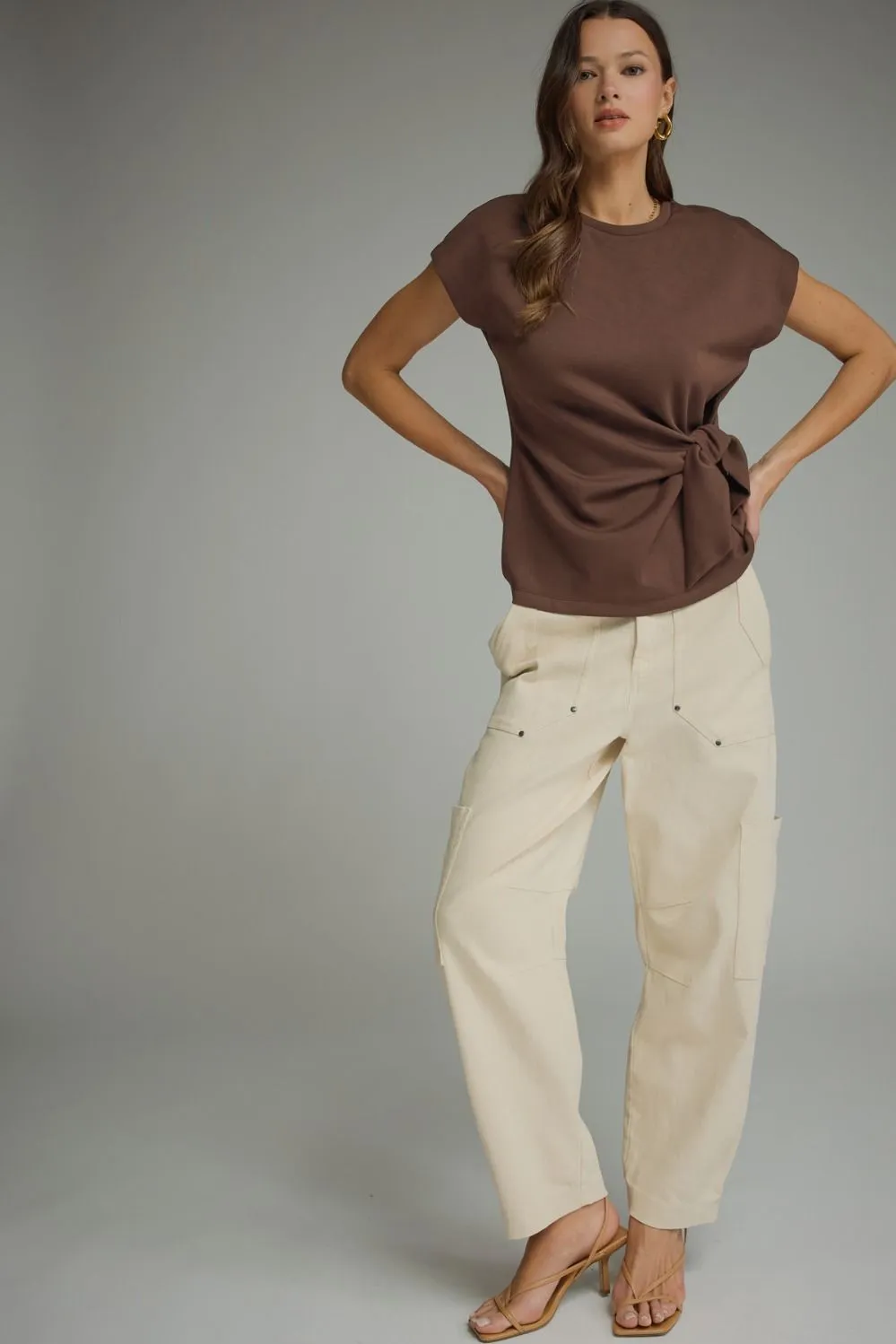 Braelynn Knit Side Wrap Top, Brown sold by North & Main Clothing Company product image thumbnail 3