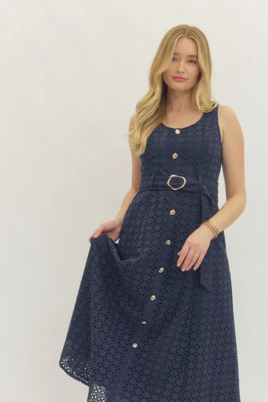 Saylor Lace Midi Dress, Navy made by entro