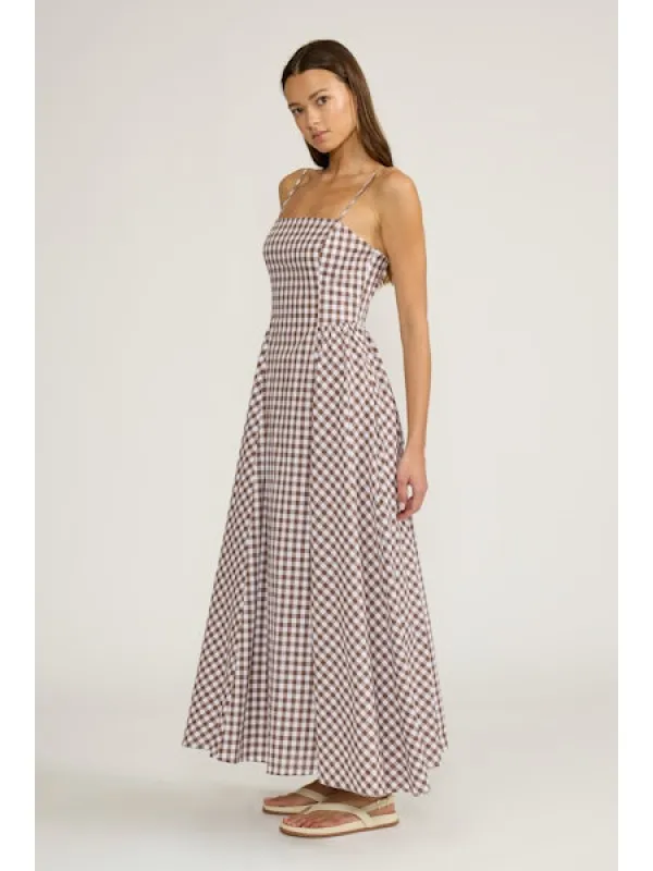 Kalley Gingham Maxi Dress, Brown | Lucy Paris made by Lucy Paris
