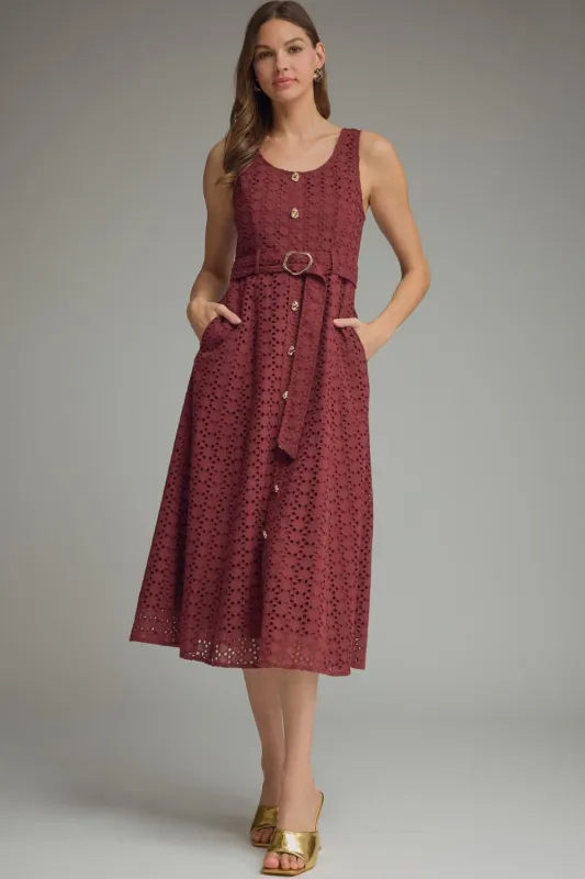 Saylor Lace Midi Dress, Burgundy made by entro