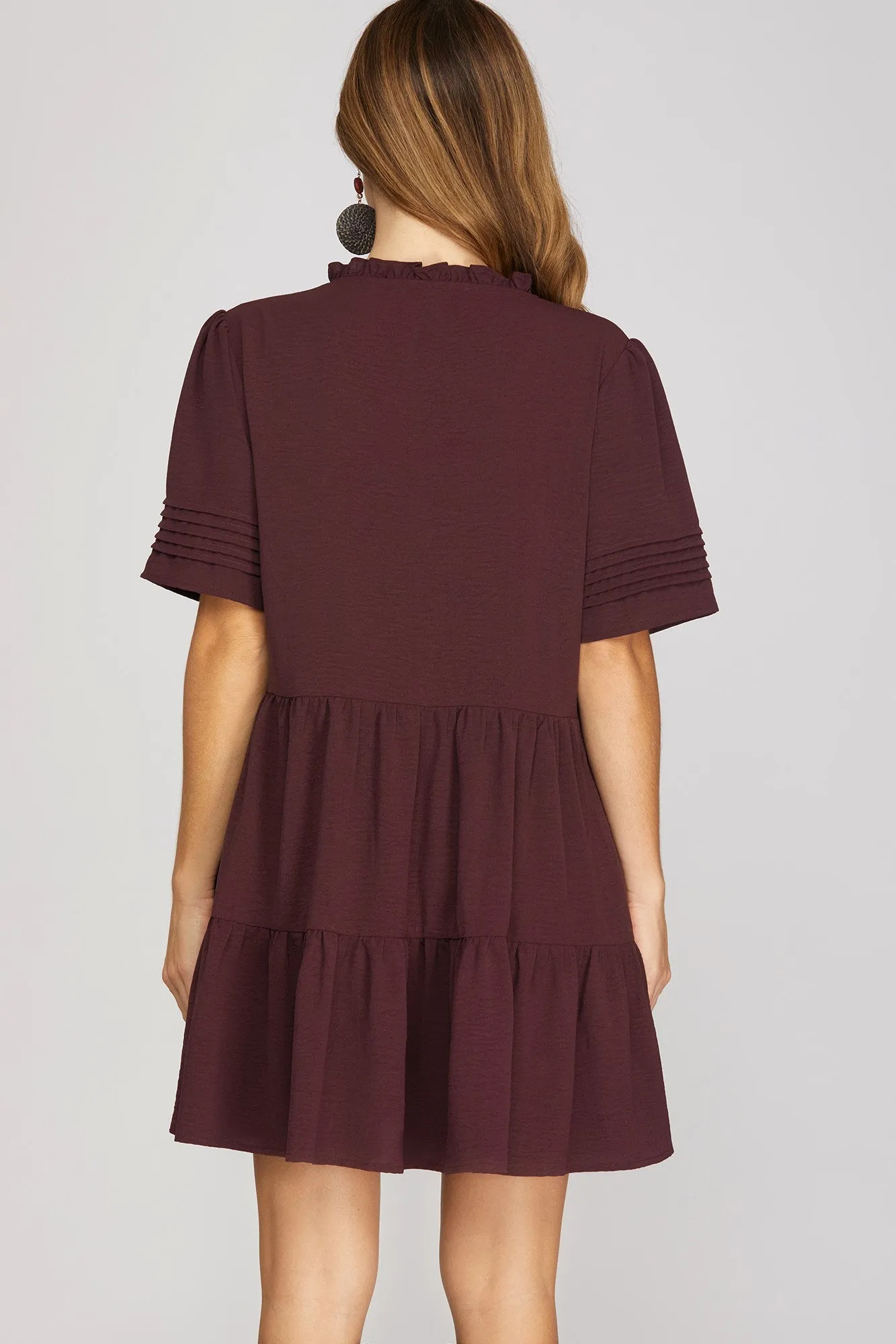 Callen Tiered Mini Dress, Plum Wine sold by North & Main Clothing Company product image thumbnail 2