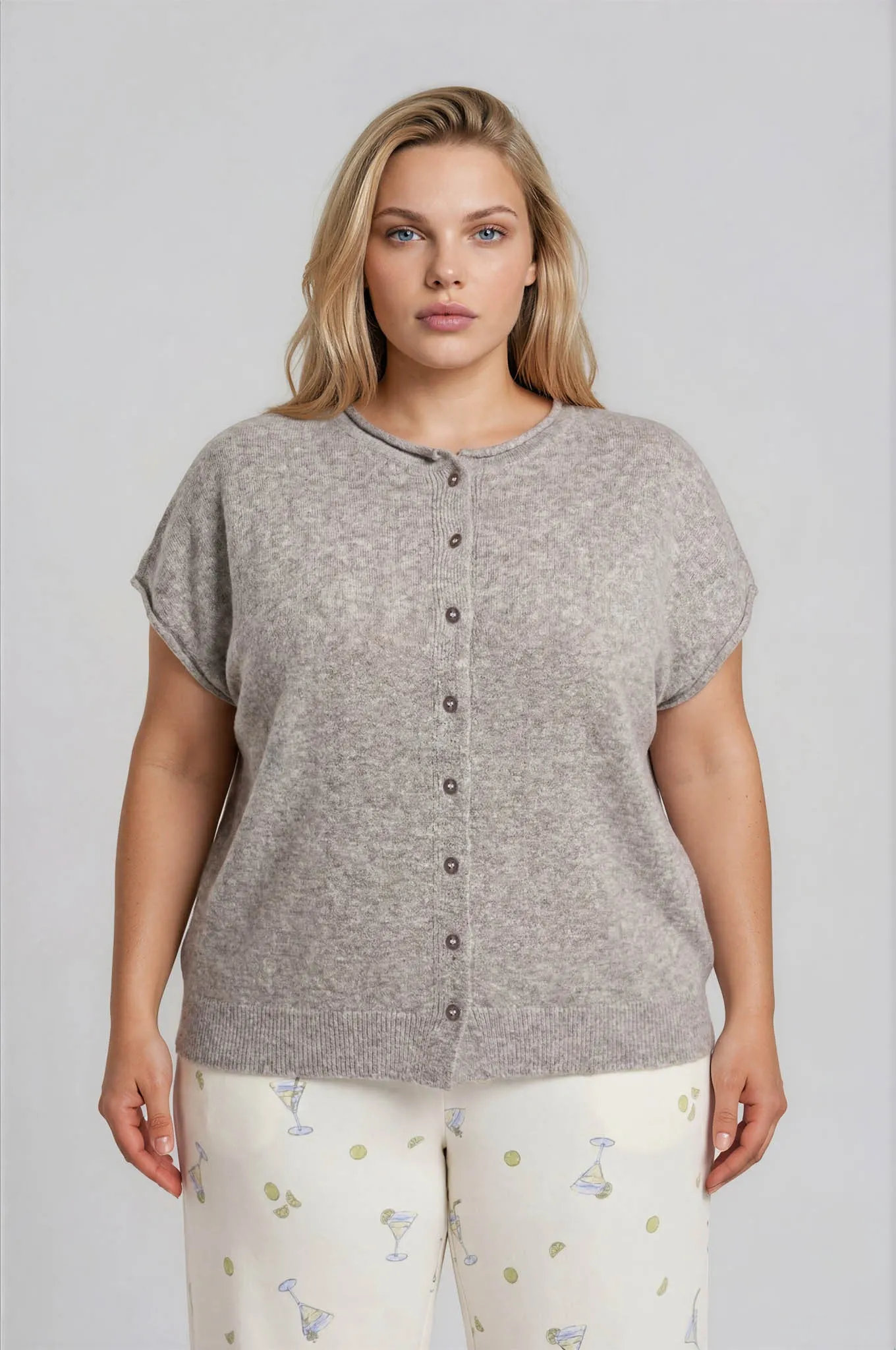 Emerie Button Down Top, Light Taupe | Plus Size sold by North & Main Clothing Company