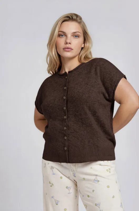 Emerie Button Down Top, Chocolate Brown | Plus Size made by Blu Pepper