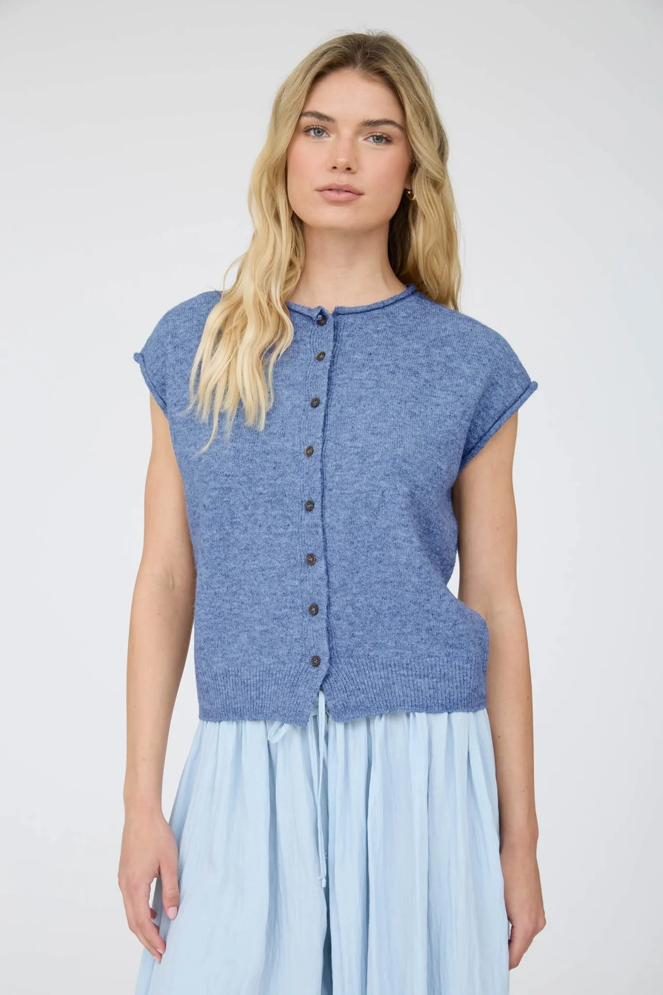 Emerie Button Down Top, Denim Blue sold by North & Main Clothing Company