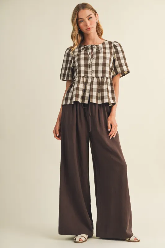 Polly Gingham Tie Peplum, Brownie made by Mustard Seed