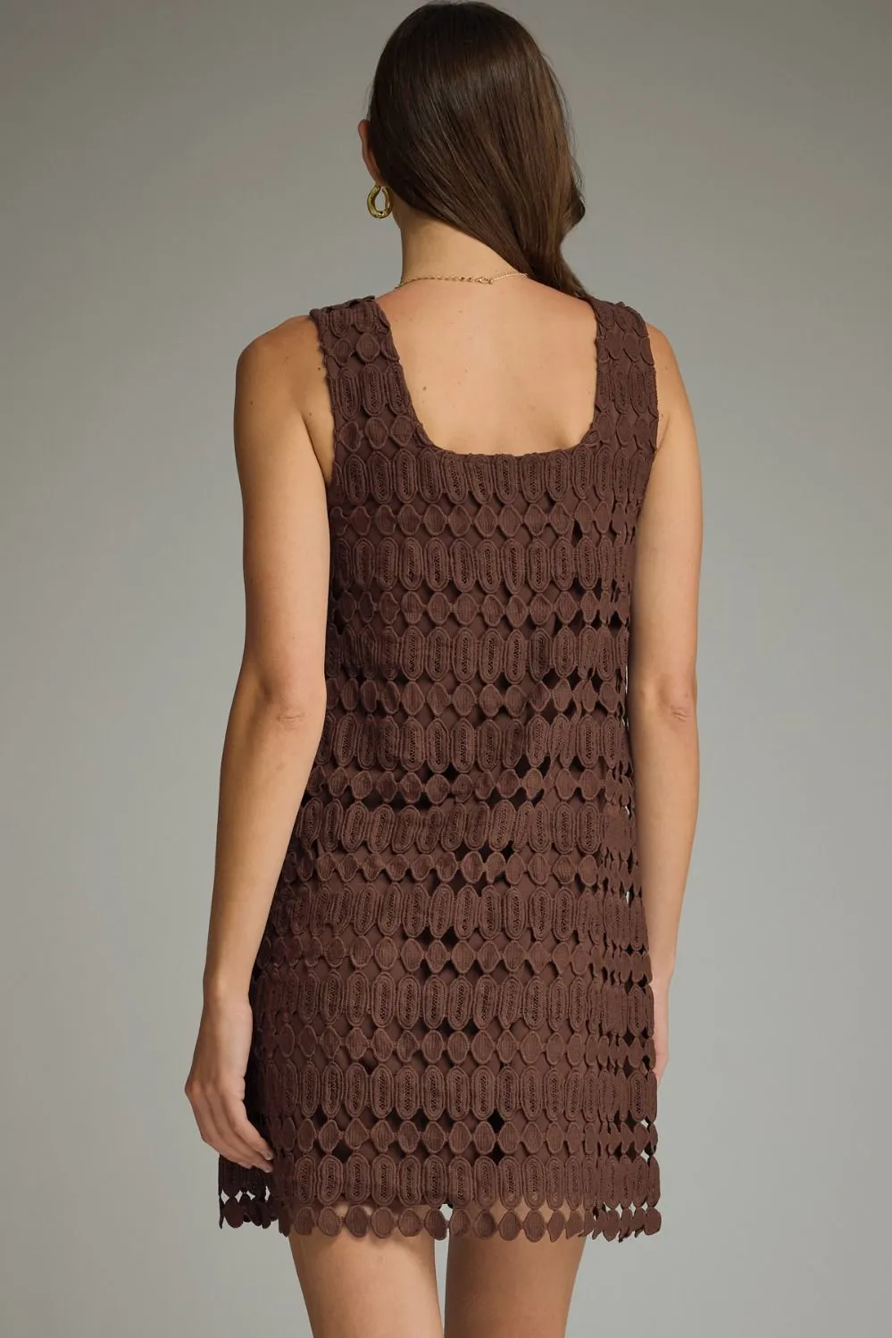 Selah Textured Openwork Mini Dress, Brown sold by North & Main Clothing Company product image thumbnail 4