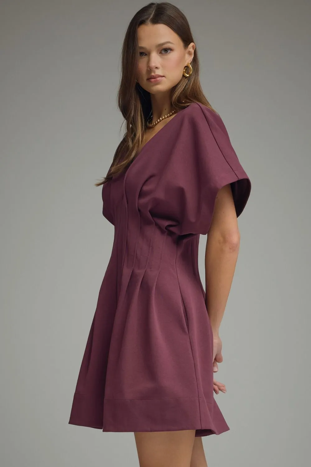 Ember Pleated Mini Dress, Plum sold by North & Main Clothing Company product image thumbnail 2